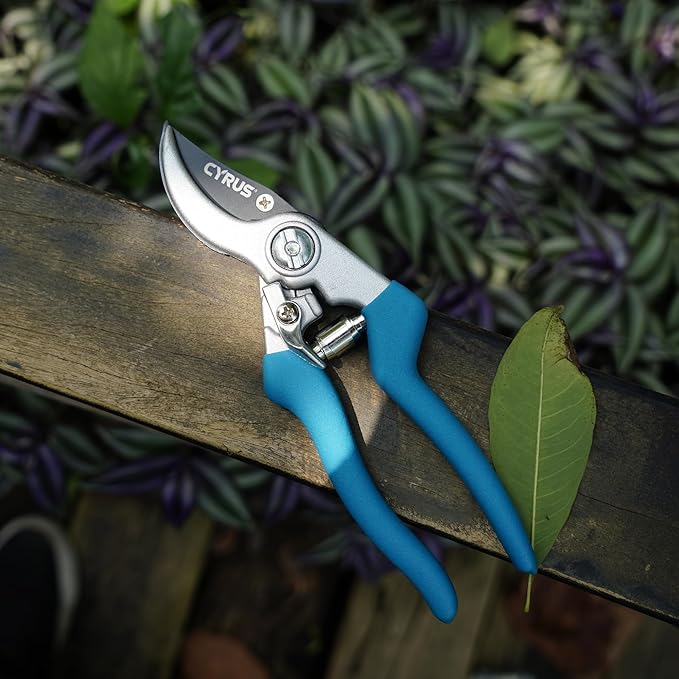CYRUS Pruning Shears for Gardening 8" Pruners Trimming Scissors Non Stick Coating Blade with High Rebound Spring Effortless Pruning Scissors Widely Used for Gardening, Hydrology, Grow Tents