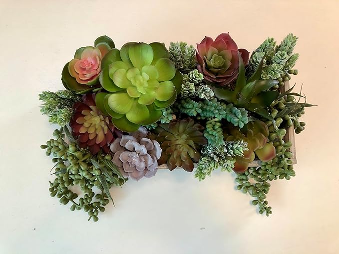 DECOROUS Artificial Succulents Plants Unpotted -14 Pack– Large Fake Succulent Plant Indoor Outdoors – Realistic Faux Cactus Suculentas Bulk for Home DIY Décor – Small Desert Plastic Cacti Succulants