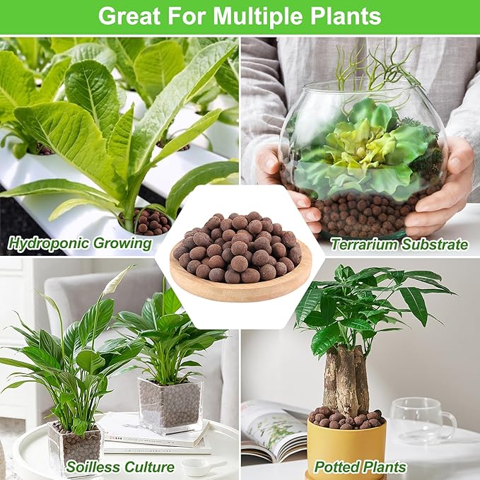 Riare 2 LBS Organic Expanded Clay Pebbles for Plants- 4mm-16mm Natural Leca Balls Lightweight Hydroponic Clay Pebbles Aggregate for Indoor Plants, Hydroponic Growing, Plants Drainage, Aquaponics