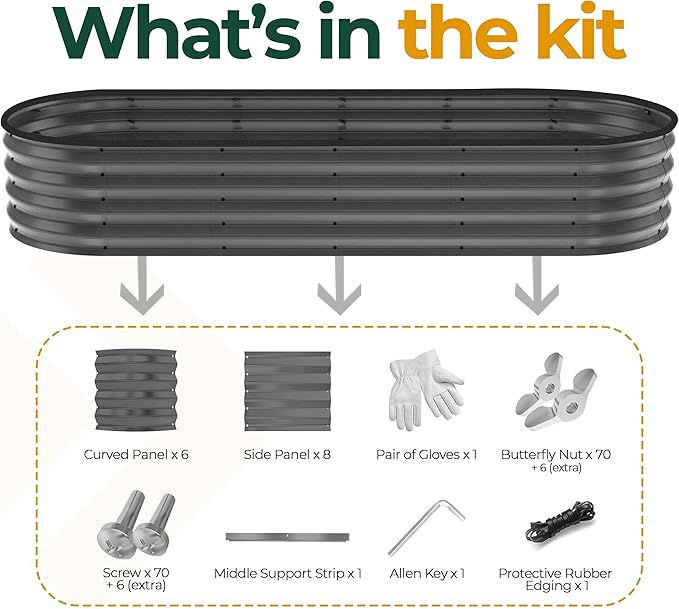 Utopia Home Galvanized Raised Garden Bed Kit 6x2x1ft, Planter Box Raised Garden Beds Outdoor, Easy Assembly Metal Raised Bed for Gardening Vegetables, Fruits, Flowers - Pack of 01 - Dark Grey