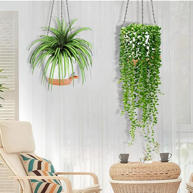 GARDIFE Hanging Planter, 8 inch Hanging planters for Indoor. Outdoor Plants, Self Watering Plant Pot, 2 Pack Large self Watering Hanging Planter (8-White, 8 inch)