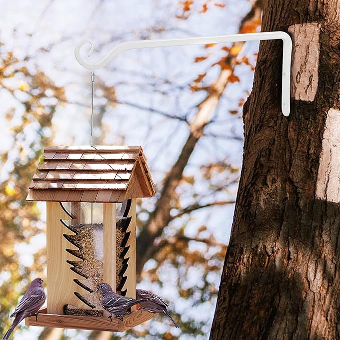 Jardim 2 Pack 10 Inch Premium Decorative Metal Iron Wall Hangers for Home Decor, Indoor Outdoor Plant Bracket Rustic Hanging Gardening Hooks for Planters, Bird Feeders, Lanterns, Wind Chimes (White)