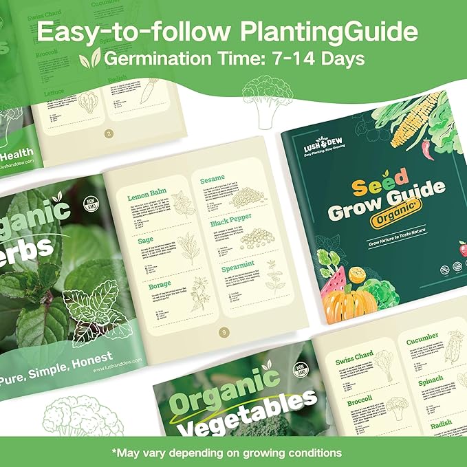 Lush&Dew Raised Garden Bed Seed Bank, 32 Varieties Non-GMO Seeds of Vegetables, Herbs, Flowers, Fruits, Gardening Gifts, Emergency Supplies, Survival Gear Food