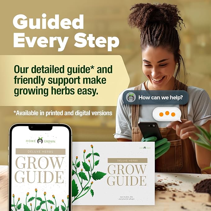 HOME GROWN Deluxe 8 Herb Garden Kit – Unique Mother's Day Gardening Gift for Women, Mom, Her – Perfect Kitchen Gifts for Gardeners, Friends, New Home, Housewarming, and Herb Plant Starter Kit