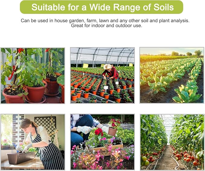 4-in-1 Soil Test Kit, Soil Moisture Meter for Fertility, Light, Moisture, PH, Soil pH Meter, Soil Tester, Moisture Meter for House Plants, Garden, Lawn, Farm, Indoor & Outdoor Use(White)