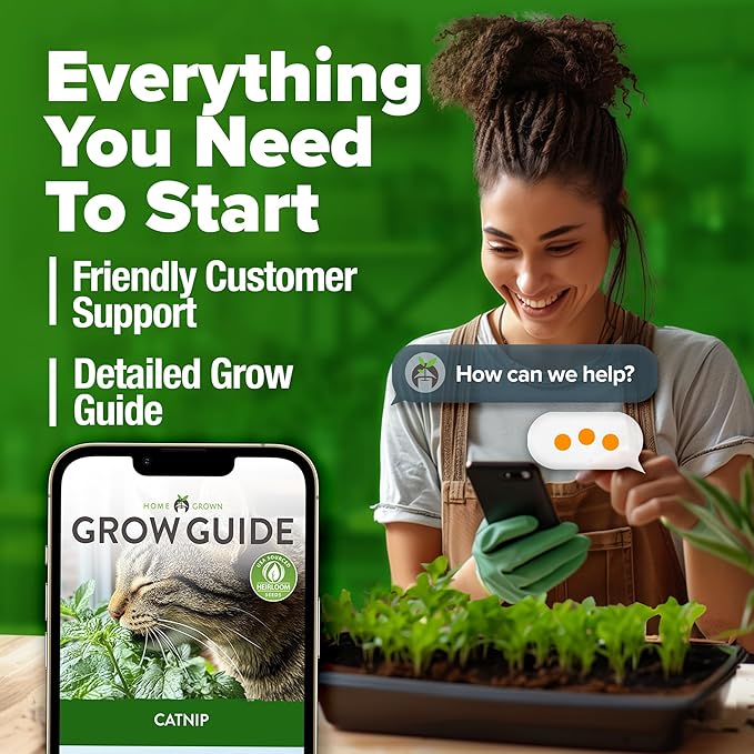 HOME GROWN Catnip Seeds 2 Pack - 4232 Bulk Non-GMO Heirloom Herb Seeds - Indoor or Outdoor Seed - High-Germination Cat Nip - Cat Safe Plants (Nepeta cataria)