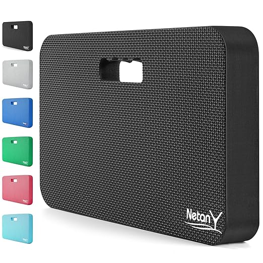 NETANY Extra Thick Kneeling Pad for Gardening, Comfortable Knee Pad Cushion, Extra Large Foam Kneeler Mat for Gardening, Baby Bath, Workout, Exercise & Yoga, Mechanic, 17.8 x 11 x 1.5 in, Black