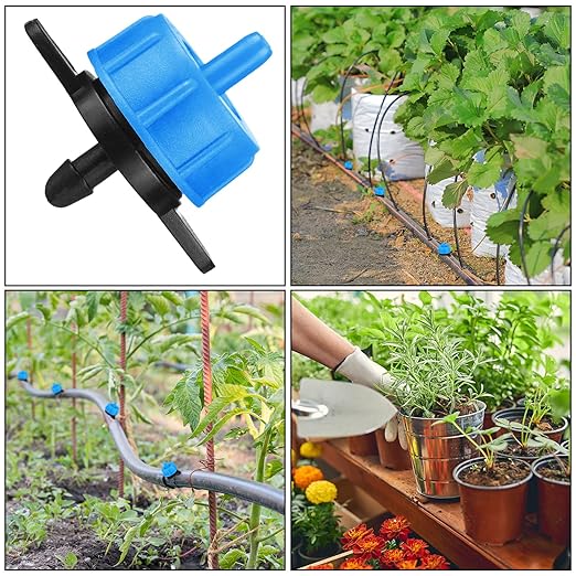 50 Pcs Drip Irrigation Emitters 1/4 Inch 4 GPH Water Tubing Irrigation Tubing Pressure Compensating Dripper Emitters System Drip Tip Constant Flow Heads Parts for Garden Watering Dripper
