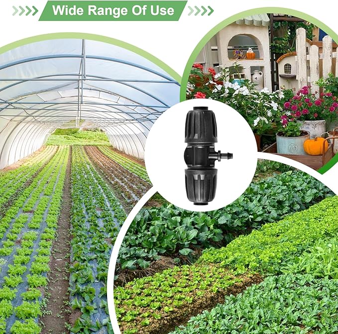 12PCS Barbed Tee 1/2 Inch To 1/4 Inch Irrigation Tubing Fittings, 1/2In (0.63"OD) 16mm to 1/4In Irrigation Tubing Anti-Drop Locked 3 Way Connectors for Drip Irrigation Hose (13mm ID / 4mm ID)