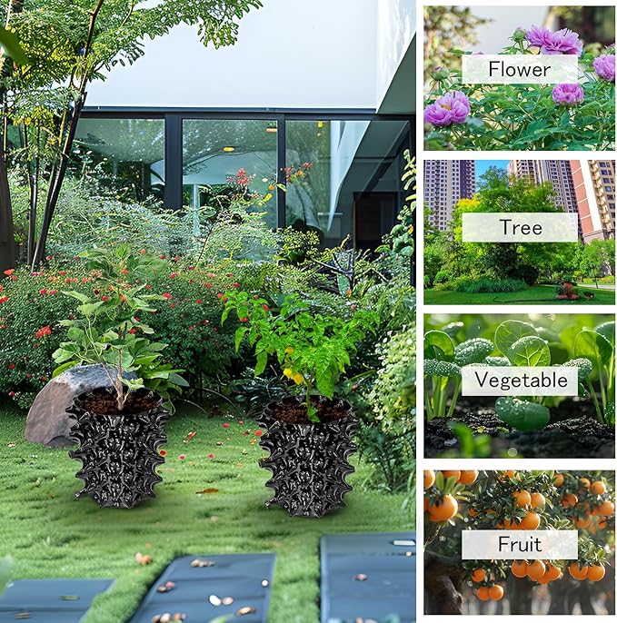 1 Gallon Air Pruning Pots New Plastic Nursery Pots Fruit Vegetable Garden Self-Planting Pots (10), Black (1G-10P)