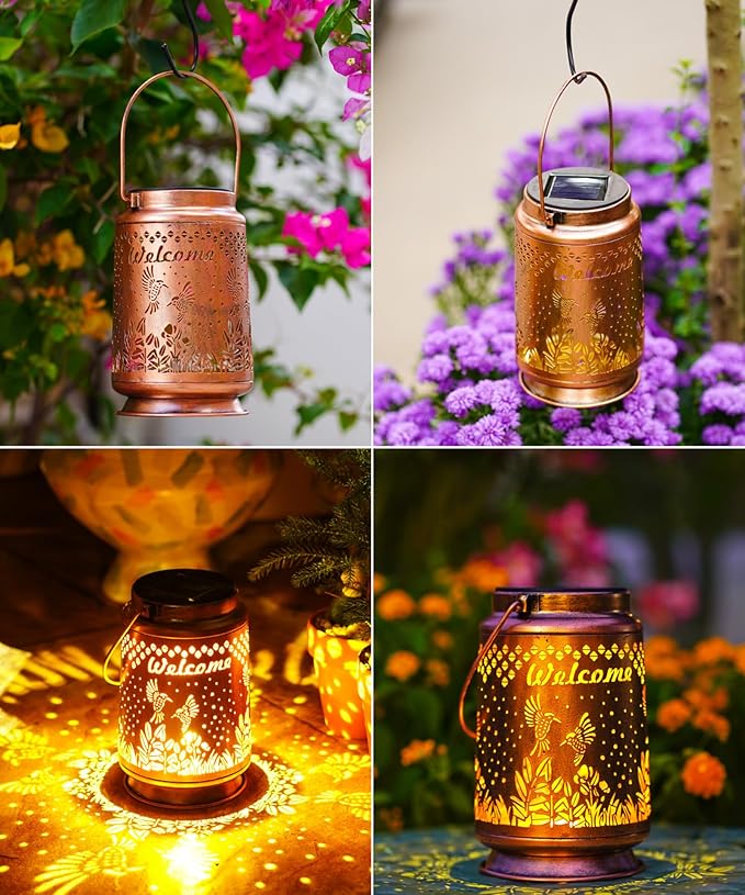 Nacome Bird Solar Lantern for Garden Decor: Waterproof Hanging Metal Decoration with LED Lights for Yard Lawn Porch Patio Landscape Pathway โ Birthday Gifts for Mom Grandma Women