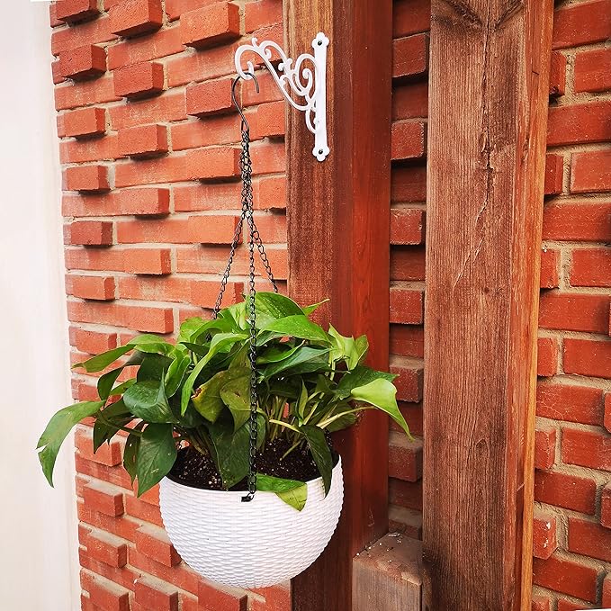 YOYOSO Sunshine Iron Hanging Planter Bracket, 2 Pcs 6-Inch Wall Hooks for Hanging Birds Feeders, Latern, Wind Chimes, Coat, Decorative Indoor Outdoor (Screws Included, White)