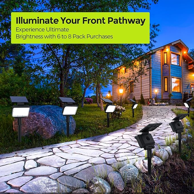 Solar Spot Lights Outdoor Waterproof for Flag, Tree, House, Garden, Yard, Landscape Spotlights for Accent Uplighting Halloween Christmas Decorations-6 Pack