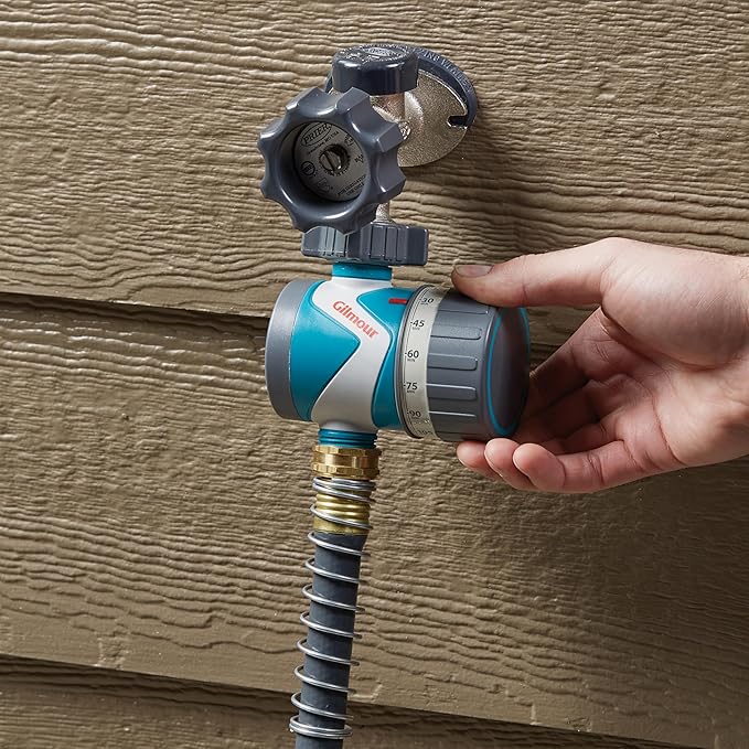 Gilmour Single Outlet Mechanical Water Timer for Garden Hose, Irrigation Timer for Sprinklers and Drip Lines, Blue