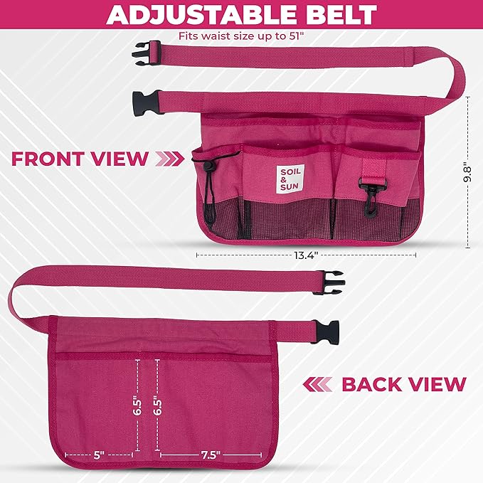 Soil & Sun Garden Tool Belt for Women, Tool Apron, Utility Belt Women, Teacher, Canvas Waist Apron with Pockets,Garden Aprons
