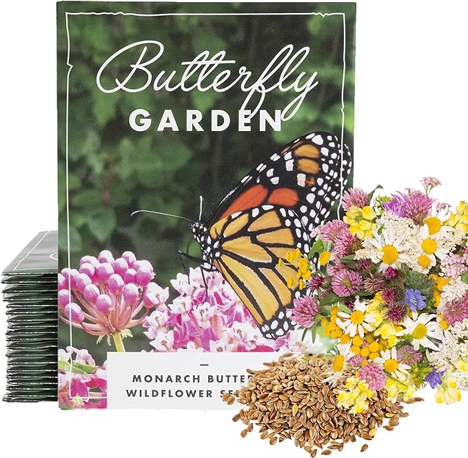 American Meadows Wildflower Seed Packets ''Butterfly Garden'' Favors (Pack of 20) - Pollinator Wildflower Seed Mix to Attract Hummingbirds, Bees, and Butterflies, Party Favors for Any Occasion