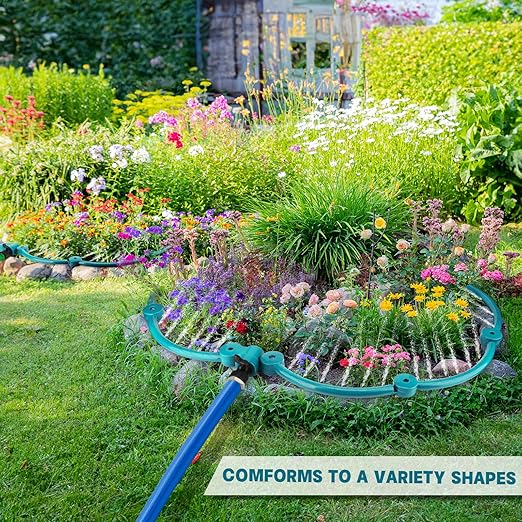 2Pcs 360° Tree Water System Tree Watering Ring 20 Inch Circle Sprinkler and Irrigation System Targeted Water with Y Hose Splitter for New Tree Outdoor Plants Raised Garden Beds Shrubs (Green, Large)