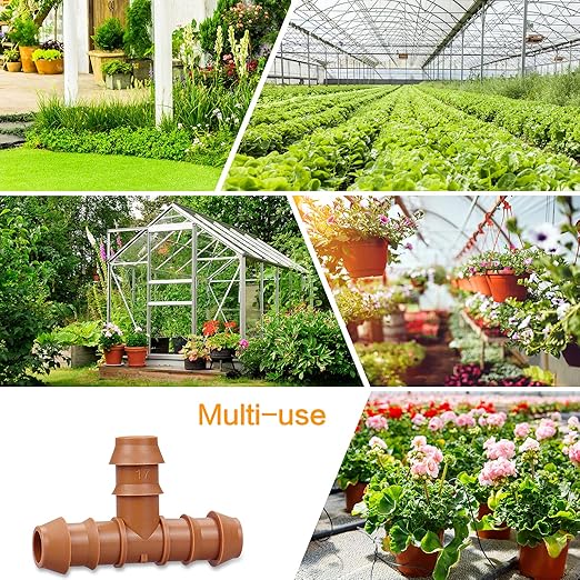 24 Pieces Drip Irrigation Barbed Tee Fittings for 1/2” Tubing (0.600”ID) - Drip Tees (17mm) Irrigation Tubing Connectors for Drip Sprinkler Garden Lawn Systems