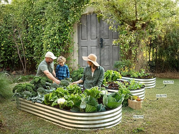 Galvanized Raised Garden Beds Outdoor // 8×4×1 ft (2-Pack) Planter Raised Beds for Gardening, Vegetables, Flowers // Large Metal Garden Box // Patented Tool-Free Design (Gray)