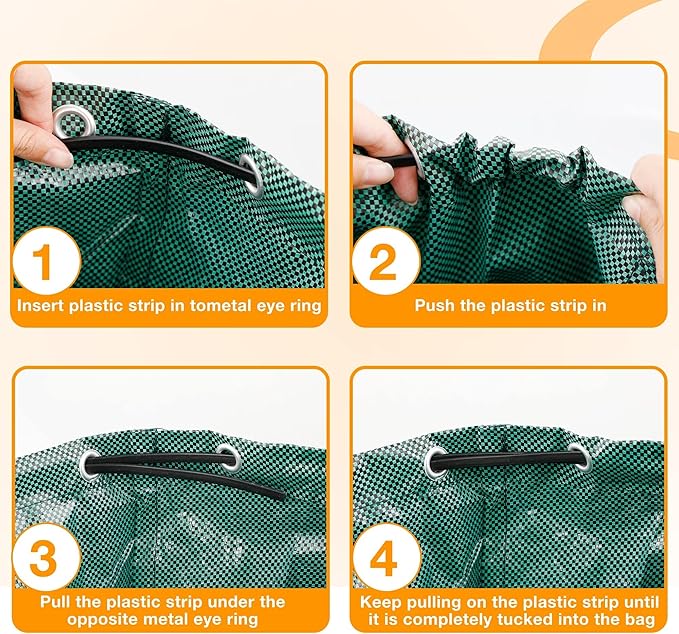 HQPASFY Weeding Sickle Set, Long Handle Sickle with Serrated Double-Edged Blade, Grass Sickle Stand Up Weeding Tool with 2 Pack Leaf Scoops, 16 Gallon Lawn Bag with Gardening Gloves for Yard