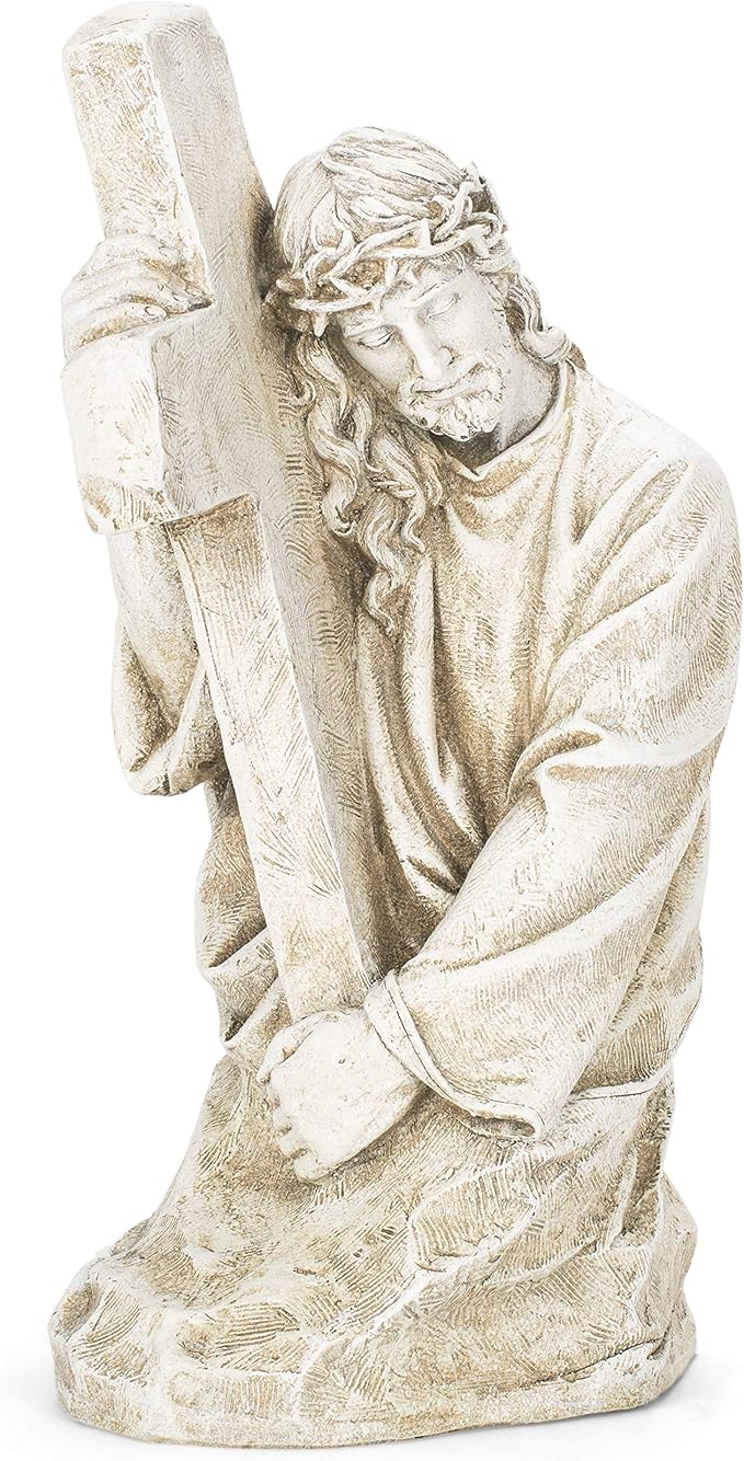 Joseph's Studio by Roman, Jesus Holding a Cross Garden Statue, Religious Outdoor Decor