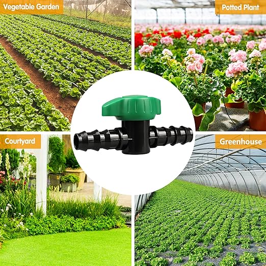 Drip Irrigation 1/2" Barbed Valve, 3 Pack Drip Irrigation Parts 1/2" Shut Off Valves for 1/2 Inch Drip Irrigation Tubing (.570-. 620" ID), Barbed Cut Off Switch Valve for Drip Irrigation System
