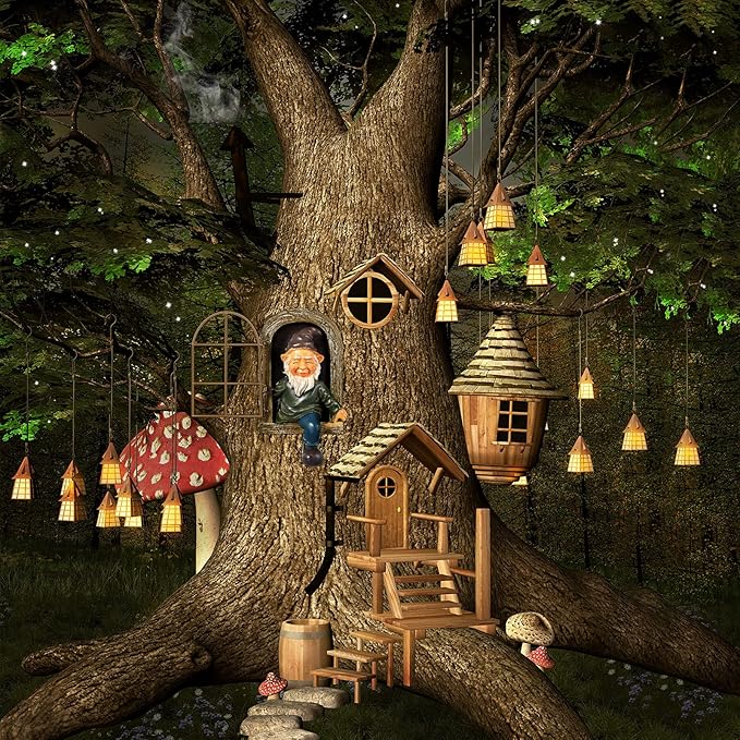 Thyle 4 Pieces Elf Out The Door Tree Hugger Garden Statue Gnome Resin Gnome Figurine Hanging Inappropriate Garden Gnomes Tree Gnome Decoration Tree Faces Decor Outdoor for Patio Lawn Ornament