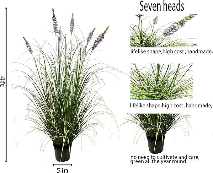 Artificial Plant 47in(2pack) Tall Artificial Lavender Plant,Faux Plants Indoor Home Decorative Artificial Plants & Flowers in Pot Fake Plant, House Plant Indoor