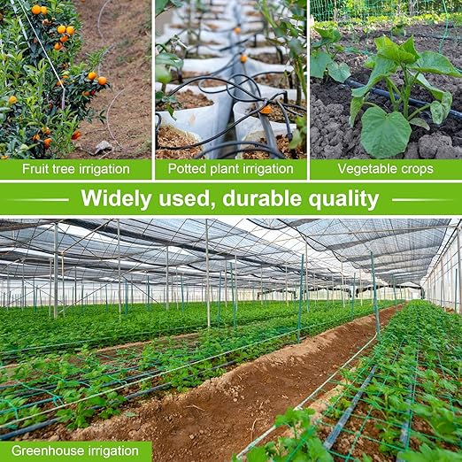 300pcs 1/4" Universal Barbed Tee Fittings, Kalolary Barbed Connectors Drip Irrigation Fits for 4/7mm Water Hose Drip Irrigation Watering System