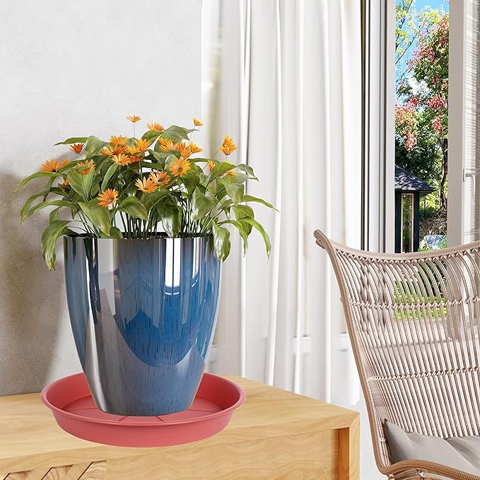 2 Pack of Plant Saucer Tray 14 inch, Heavy Duty Plastic Pot Plant Drip Trays Saucers for for Indoors Outdoor, Plant Water Tray for Planters 13-14" (14", Clay)