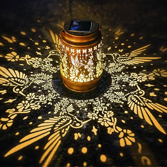 Outdoor Solar Waterproof Lantern Hummingbird Element Chandelier for Women mom Grandma Birthday Gift Memorial Gift Suitable for Balcony, Porch, Courtyard, Garden Decoration (Hummingbird)
