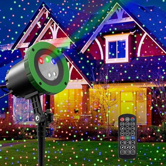 Outdoor Laser Lights Projector, 3 Color Motion Firefly Lights Show, RGB Christmas Decor Lights with Remote for Trees, Patio, Landscape