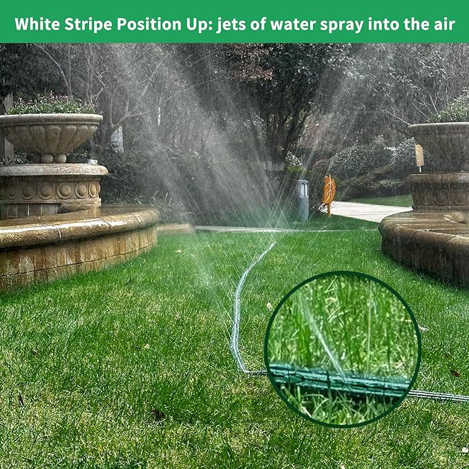 Watoo 2025 75 FT Flat Sprinkler Hose for Lawn Watering Garden Soaker Hose with Holes, Heavy Duty Lightweight No-Kink Water Hose with Stakes, Irrigation Hose, Great Fun for Kids and Dog