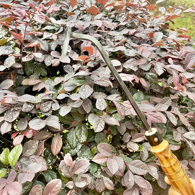 12 Inch Japanese Gardening Hand Weeding Sickle, Weeding Hoe with Long Wooden Handle