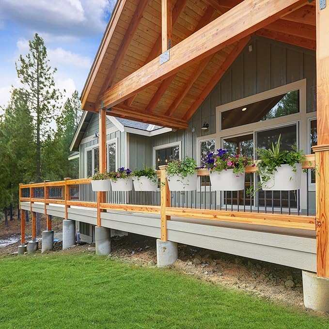 Beautiful Hanging Flower Pots for Outside Railing Or Fence - Stylish Set of 3 Outdoor Planters For Any Balcony, Porch or Deck - Window Planter Boxes Are Perfect to Grow Fresh Herbs & Flowers at Home