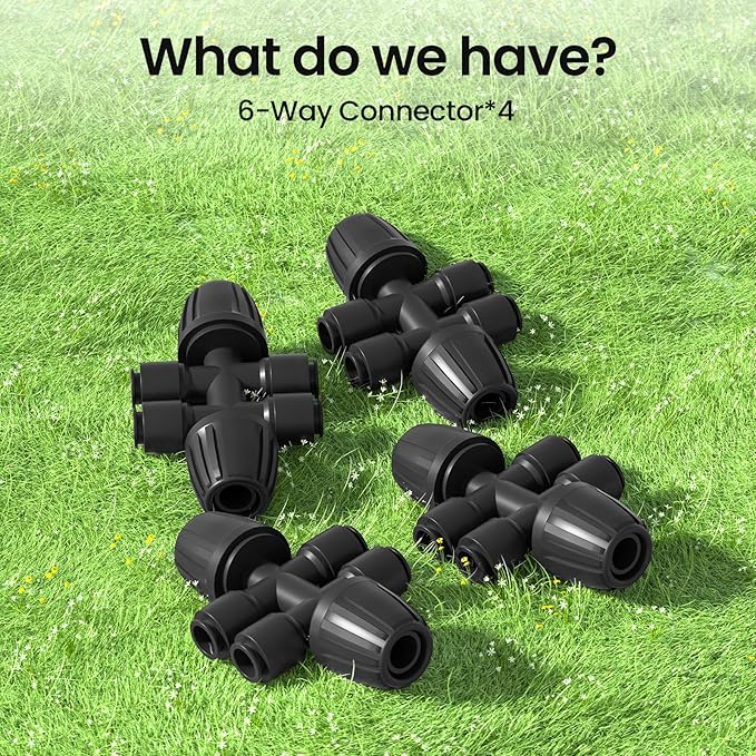 4 Packs 1/2''to 1/4''Barbed Tee Quick Connector,Drip Irrigation Fittings for 4-Way Connector