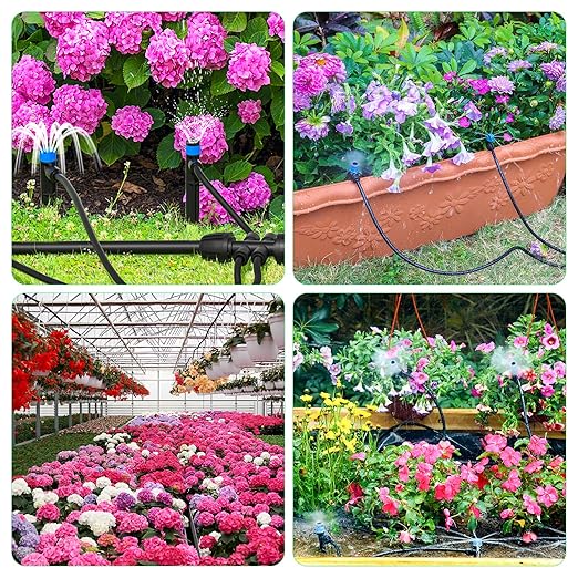 Bonviee 230FT Drip Irrigation System with Quick Connector, New Automatic Drip Irrigation Kits for Garden Raised Bed- A Complete Watering System with 5/16“ and 1/4'' Tubing, Drip Emitters