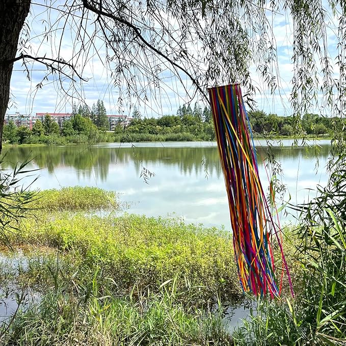 Satin Ribbon Windsock Streamer, Outdoor Decorations for Your Patio, Garden, Yard, Dock and Camper, 60-Inch