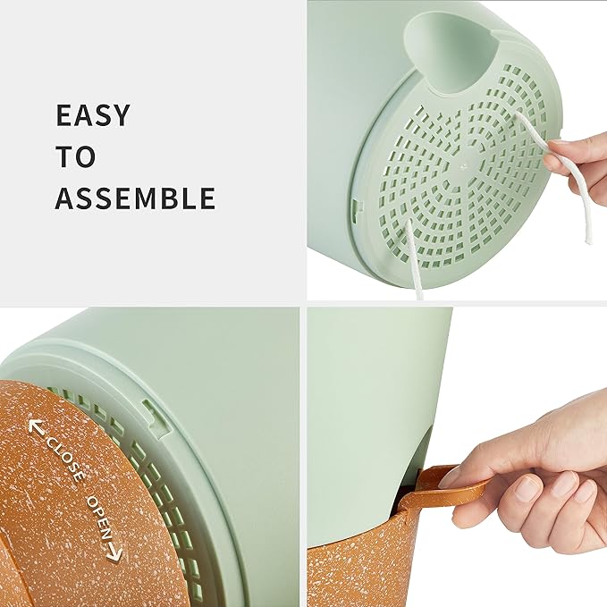 FaithLand 2-Pack 9 Inch Planter Pots for Indoor Outdoor Plants, Self Watering Flower Pots with Deep Reservoir, Green with Terracotta …