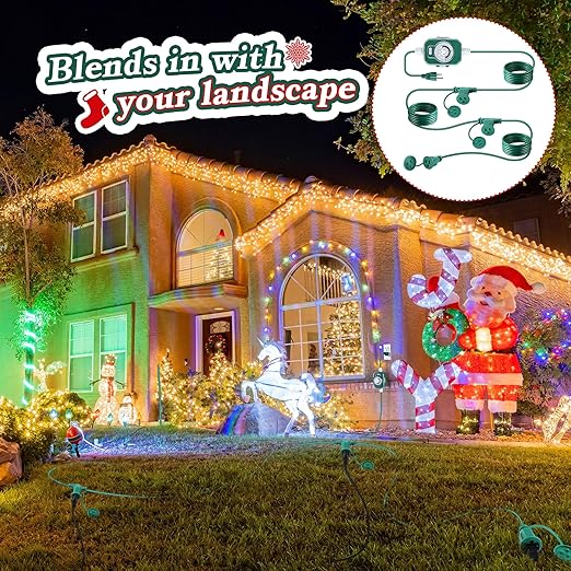 Feekoon 40 FT Extension Cord Splitter with Timer and 3 Outlet Plug, 16awg SJTW Outdoor Extension Cord with Multi Outlet Safety Cover for Holiday Lights Garden Patio Christmas Outdoor Decorations