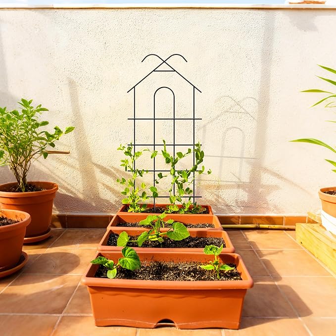 ARIFARO 40'' Metal Garden Trellis for Climbing Plants, Indoor/Outdoor Sturdy Plant Trellis for Potted Plants,House Plants, Climbing Vines, Pack of 4, Black
