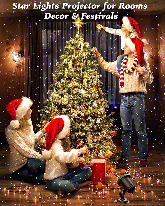 Outdoor Laser Lights Projector, 3 Color Motion Firefly Lights Show, RGB Christmas Decor Lights with Remote for Trees, Patio, Landscape