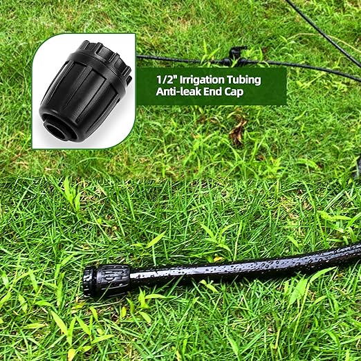 10 Pack 1/2 Inch Drip Irrigation Fittings End Caps for 1/2 Inch Drip Irrigation Tubing (0.52" ID x 0.60"-0.63" OD), Anti-Drop 1/2'' Drip Line Barbed Locked End Plugs Nuts Connectors