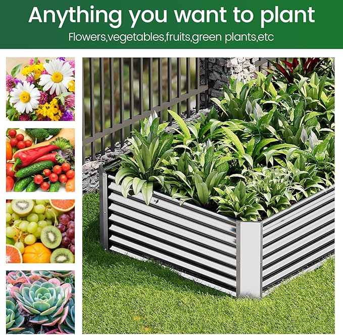 2 Pack Galvanized Raised Garden Bed Outdoor, Metal Garden Bed for Vegetables, Above Ground Garden Box for Flower, Steel Raised Beds for Gardening - 50"x20"