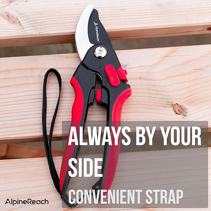 AlpineReach Anvil Pruning Shears for Gardening, Sharp Ergonomic Pruners, Heavy Duty High Carbon Steel Blade Plant Cutting Clippers, Adjustable Soft Handle for Small & Large Hands, Secateurs, Gift