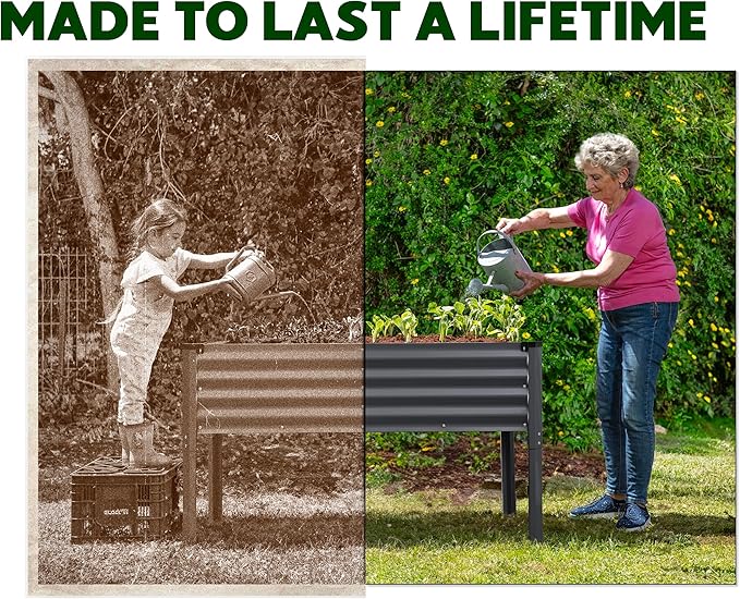 Galvanized Raised Garden Beds Outdoor with Legs // 48×24×31in Elevated Planter Box for Vegetables, Flowers (Gray) // Large Metal Garden Bed for Backyard Patio Gardening