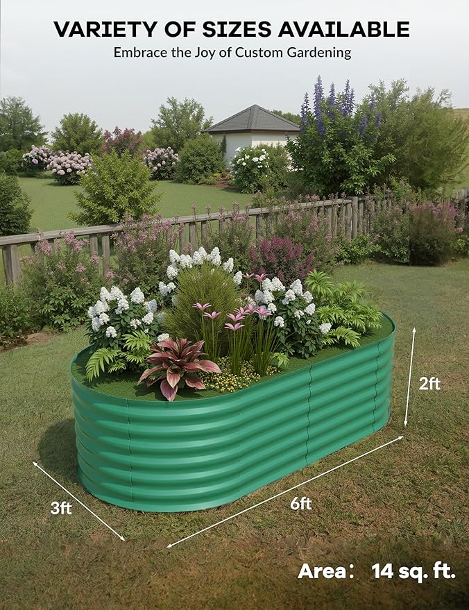 6x3x2 ft Raised Garden Bed,Galvanized Raised Planter Boxes Outdoor with Easy Assembly, Large Garden Bed for Vegetables, Fruits, Flower,Raised Garden Bed,Green