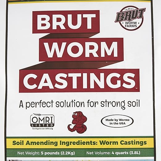 Brut Organic Worm Castings – 5 LB – Garden's Elixir for Thriving Blooms & Harvests!