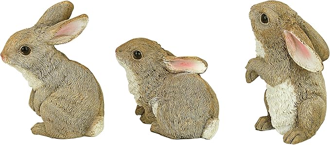 Design Toscano QM92008 The Bunny Den Rabbits Indoor/Outdoor Garden Animal Statues, 3 Inches Wide, 4 Inches Deep, 5 Inches High, Full Color Finish