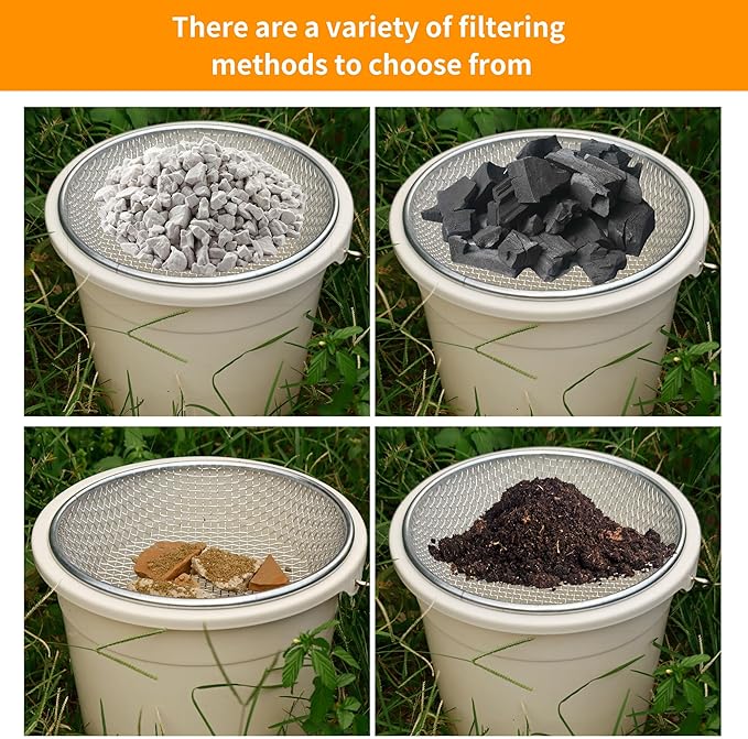 2pcs 1/4 Inch Compost Sifter for Garden Sand Soil,Soil Sifter Mesh Gardening Tool,Sifter for Rocks,Compost Sifter,Sand Screen,Garden Potting Mesh Sieve Sifting Pan,for 5 Gallon Bucket.…